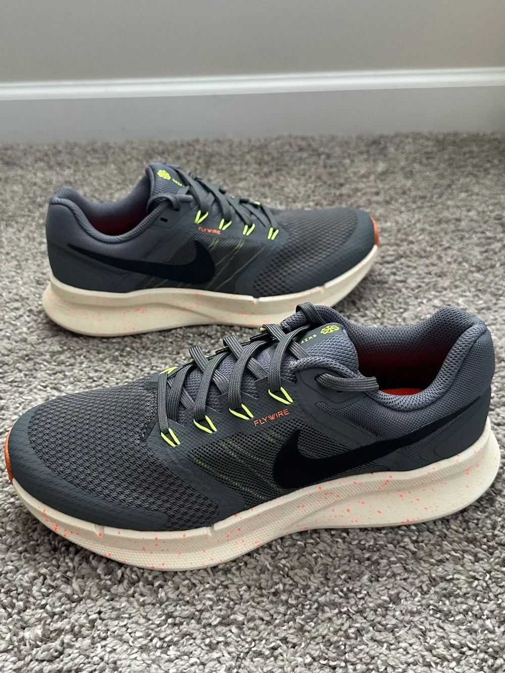 Nike Women’s Run Swift 3 Running Shoes Sneakers Size 9.5 & 10 Grey/ Black/Orange
